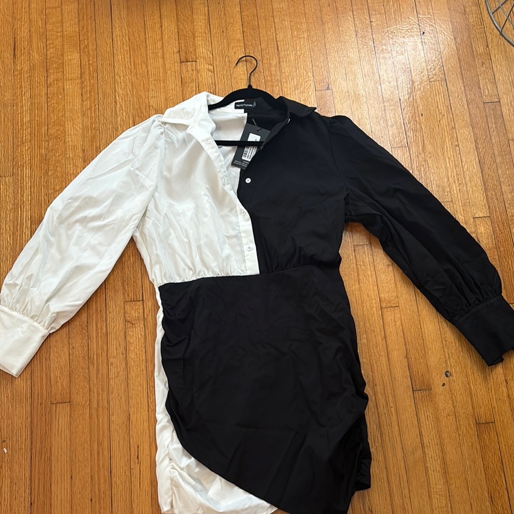 PLT Black and White Colorblock Dress